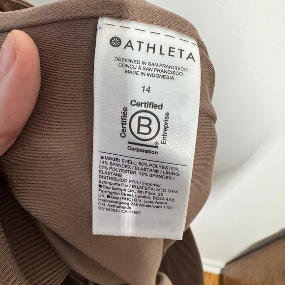 Athleta Brooklyn Ankle Mid Rise Pant Women 14 Brown Zip Pocket Business Casual - Picture 6 of 9